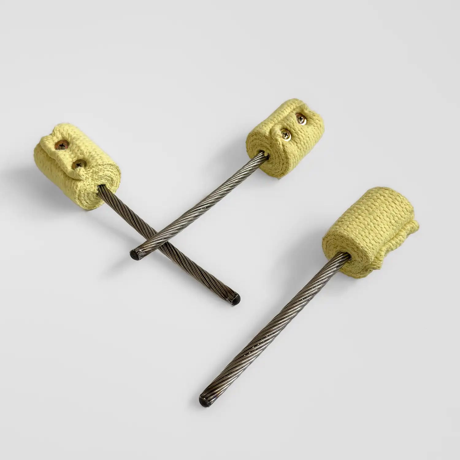 closeup shot of 3 individual kevlar fire spokes