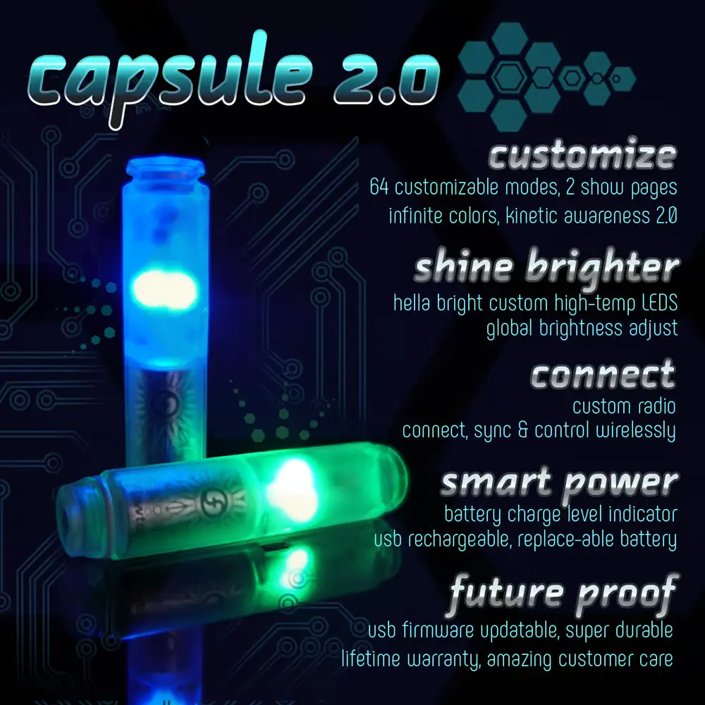 infographic explaining the features of the capsule 2.0 led units