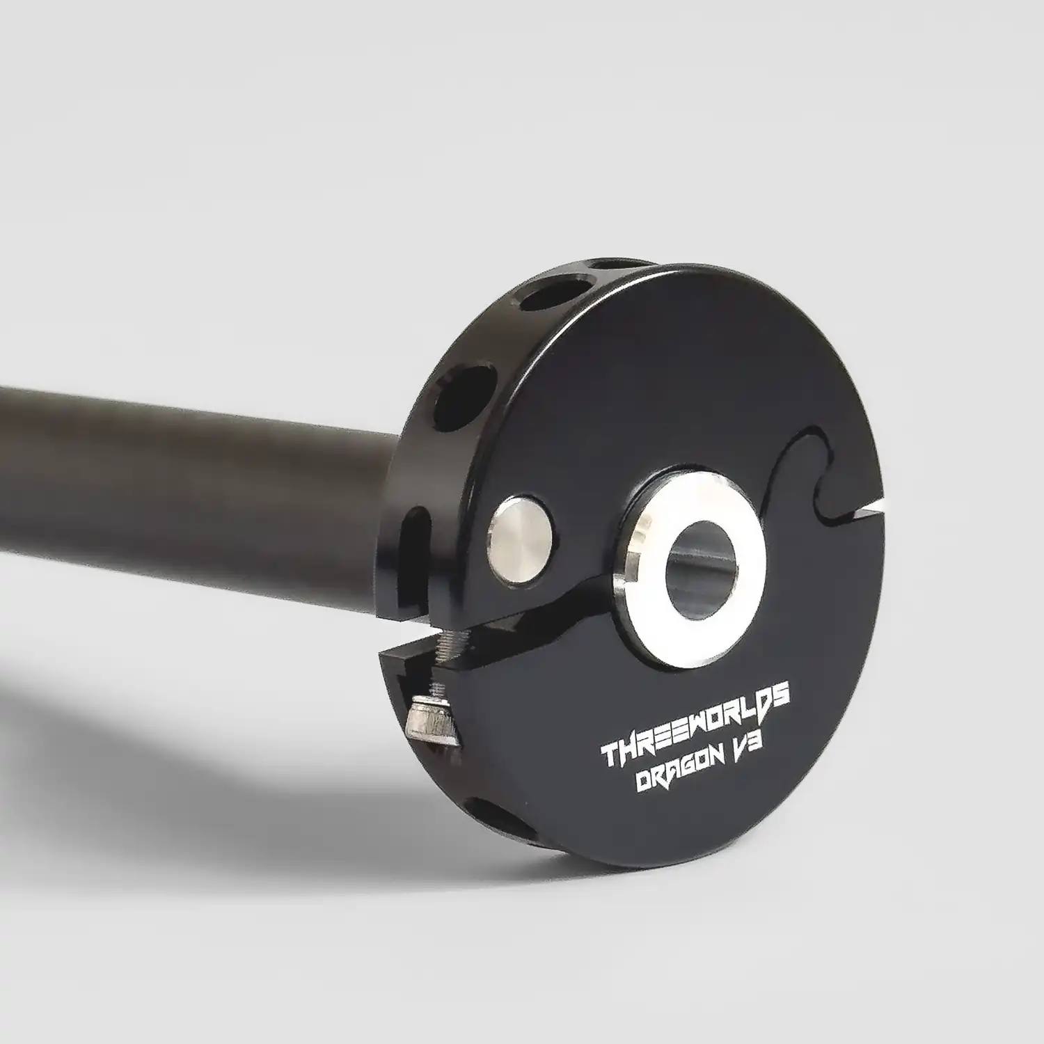 closeup shot of v3 dragon staff hubs installed on a staff