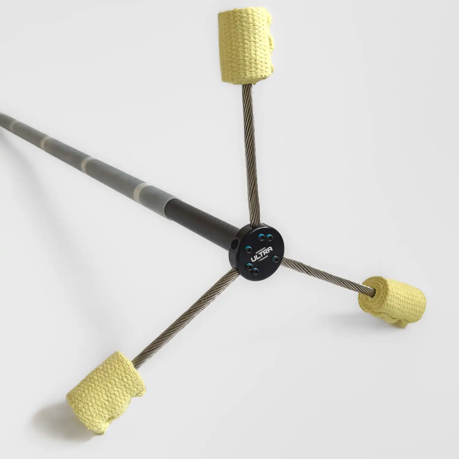 Closeup of assembled fire dragon staff with 3 kevlar wicks