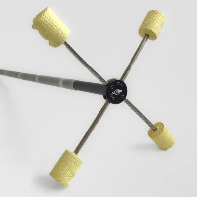 Closeup of assembled fire dragon staff with 4 kevlar wicks