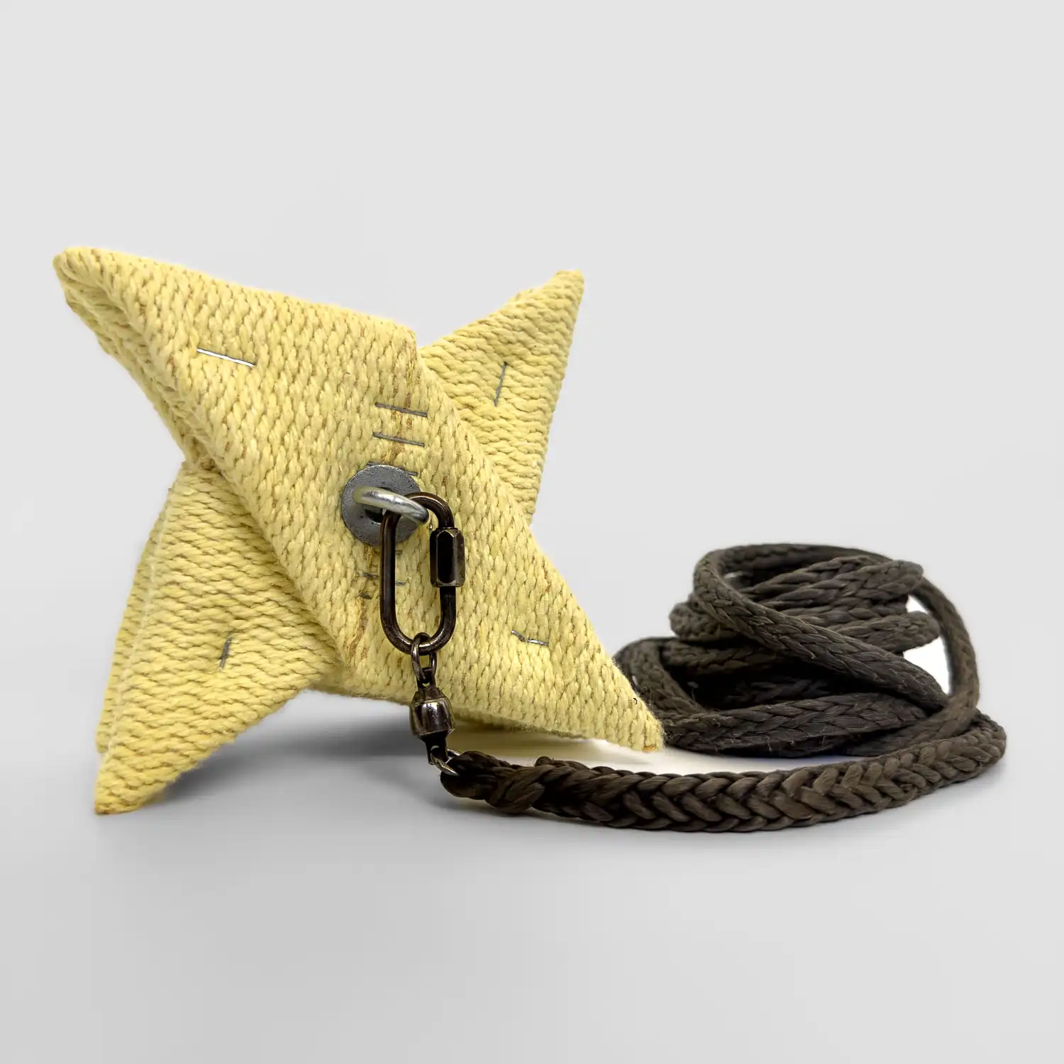 full shot of a star shaped fire rope dart made of kevlar and technora