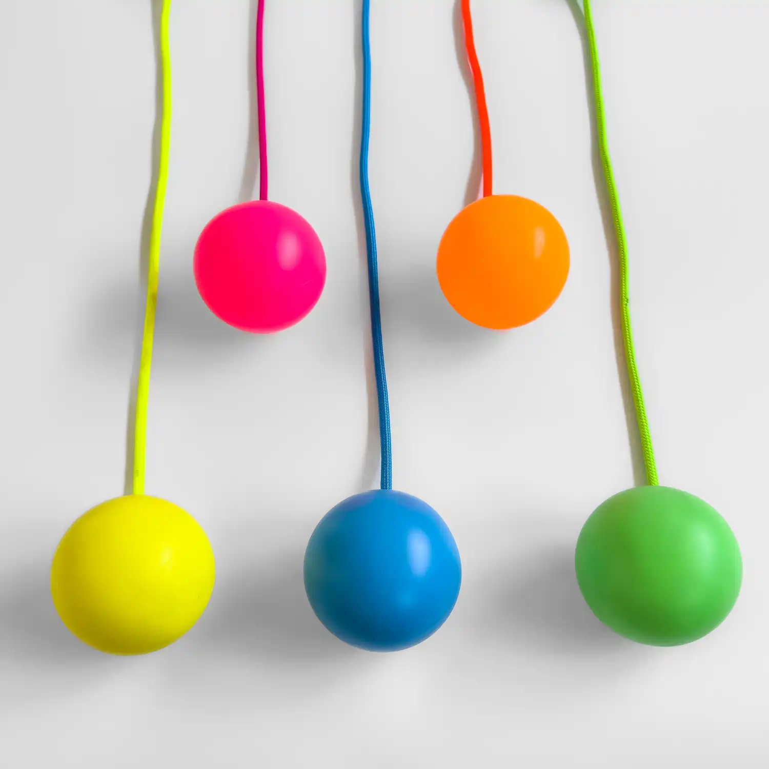 full shot showing yellow pink blue orange and green contact poi heads