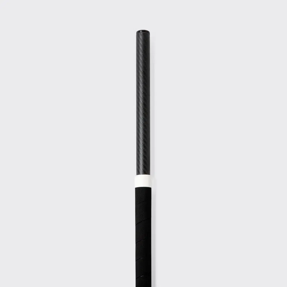 closeup carbon fiber Flowbonacci pole end used for dragon staffs