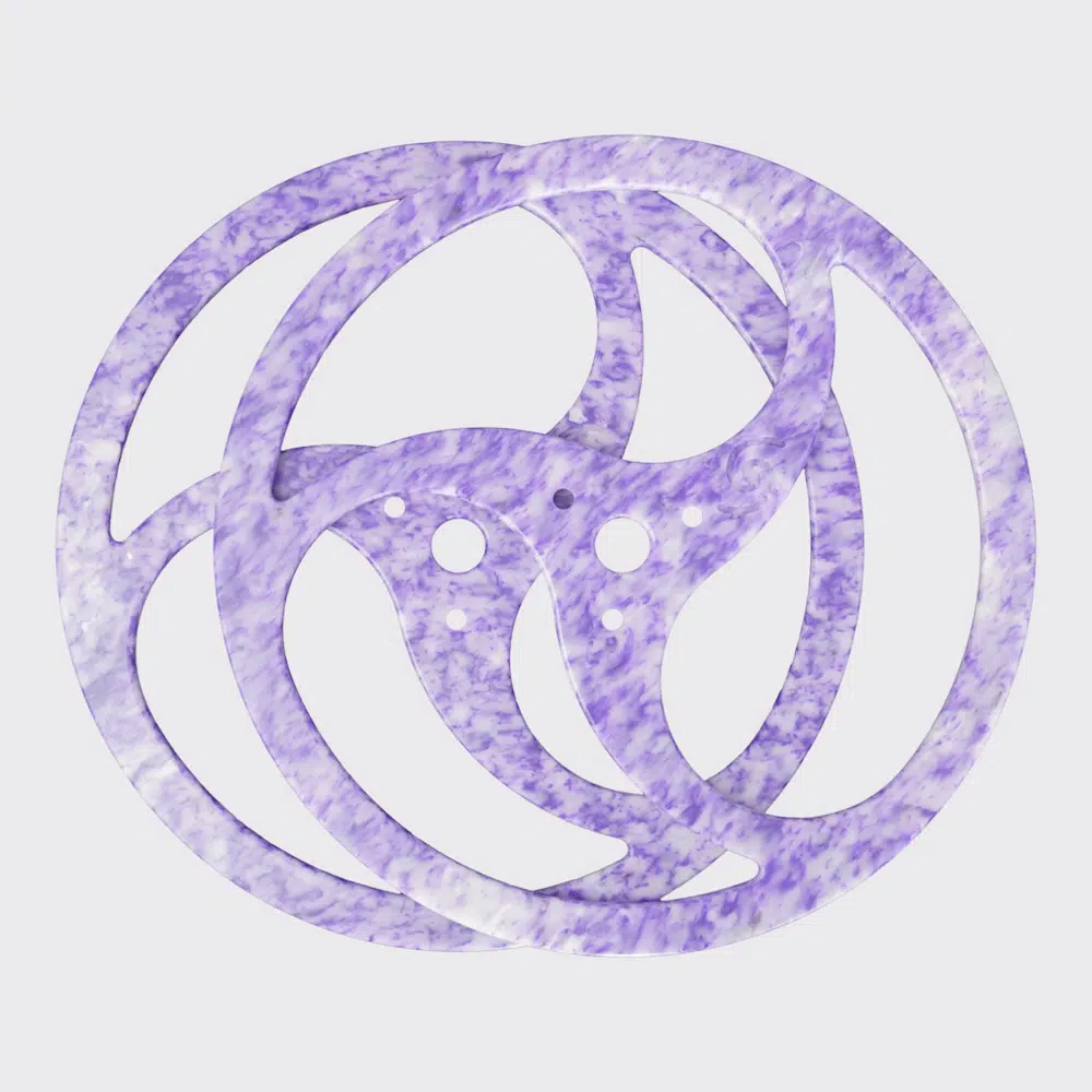 layflat image of flowbonacci triying deep purple dragon staff heads