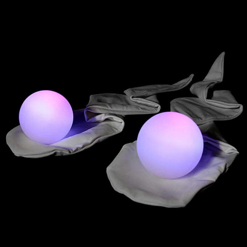 Closeup shot of sock poi lit up in dark room