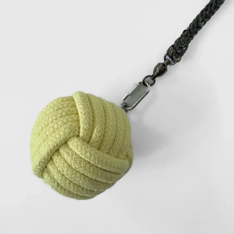 monkey fist head of a fire rope dart closeup shot