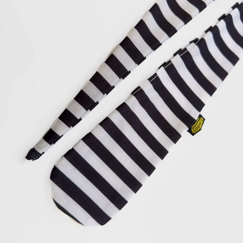 black and white stripes fabric sock poi closeup shot