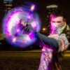 Ultrapoi Helix Poi closeup action shot in use doing wrist wrap