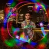 vortex poi night time close up action shot with light trails