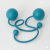 Full shot of a pair of teal contact poi with large silicone knobs